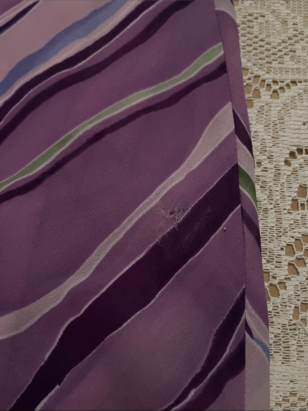 My Michelle Y2K Abstract Asymmetric Stripes Midi Dress, Purple & Green, Size S/M - Picture 5 of 6